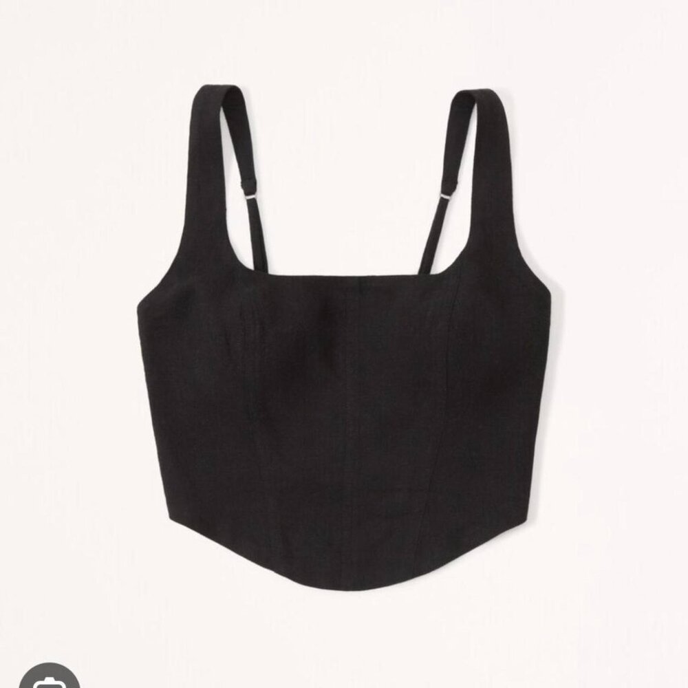 NWOT - Abercrombie & Fitch - Black Linen Blend Corset Top - Size Small